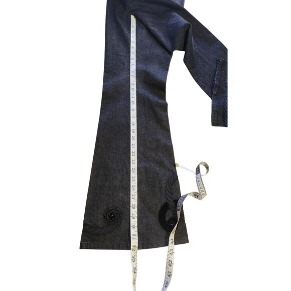 Vintage Y2K Dana Buchman Flare Black Stretch Beaded Embellished Pants Size 8 - Picture 10 of 13